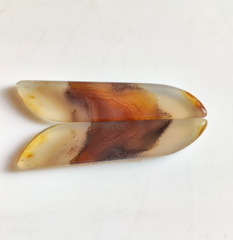 NATURAL MONTANA AGATE Gemstone 37Ct High Quality Montana Agate Cabochon Pair Set Perfect Earring Size Montana Agate Loose Gemstone 47x10x4MM