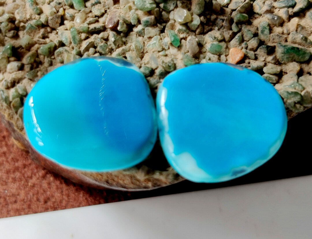 BLUE ONYX GEMSTONE 21carat Natural Onyx Cabochon Pair Set Jewelry