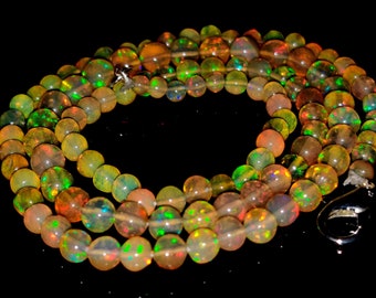 Ethiopian Welo Fire Opal Beaded Necklace, 18 Inches