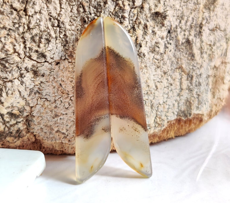 NATURAL MONTANA AGATE Gemstone 37Ct High Quality Montana Agate Cabochon Pair Set Perfect Earring Size Montana Agate Loose Gemstone 47x10x4MM