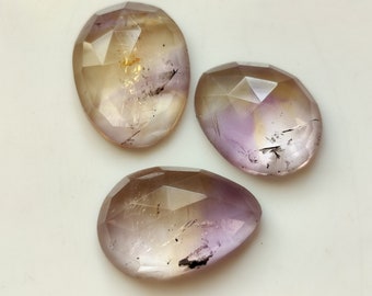 Lotto di pietre preziose di ametrina naturale, taglio a rosa sfaccettato, 28 ct