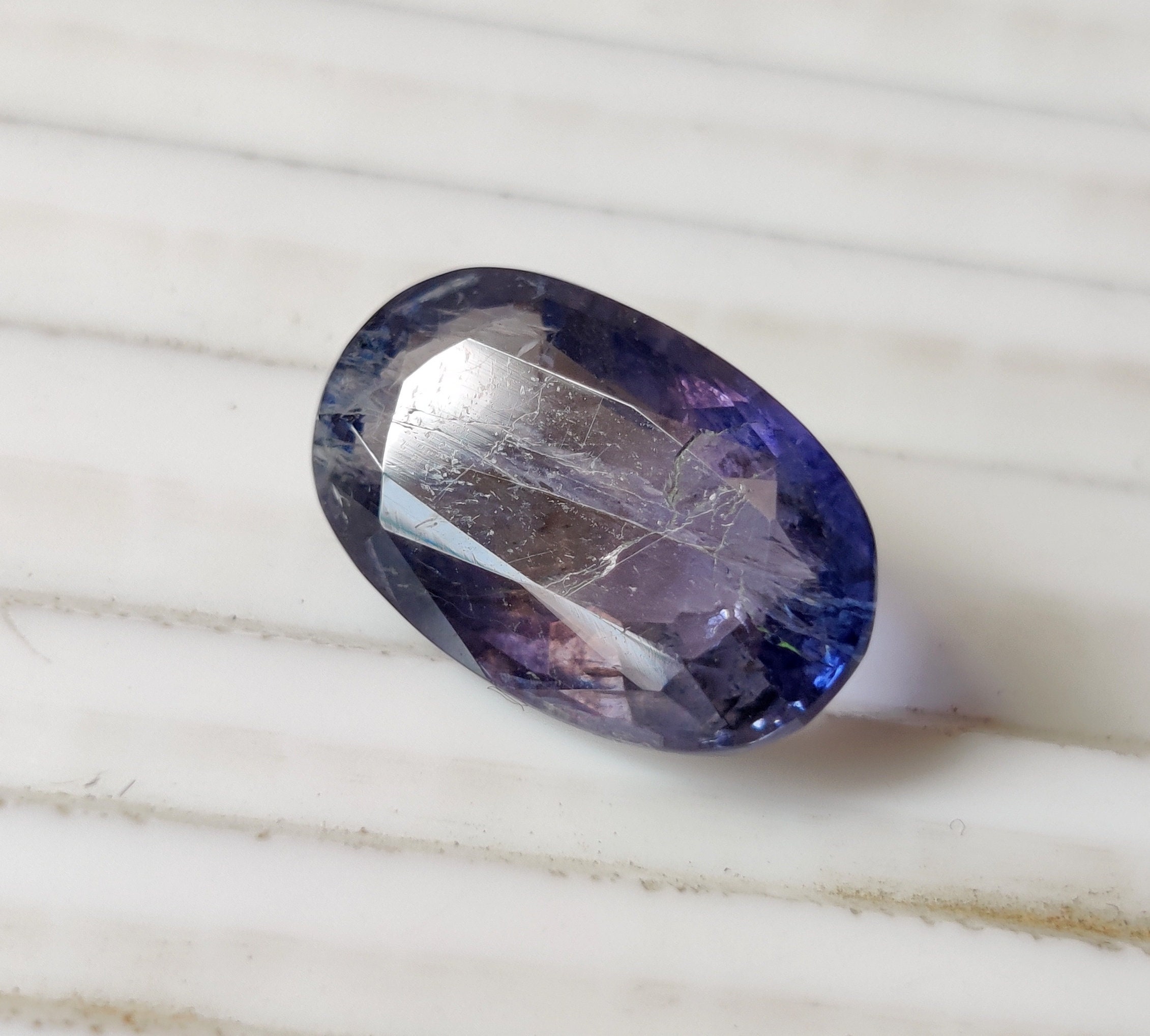 IOLITE GEMSTONE Faceted Oval Shape 4Ct High Quality Natural Etsy