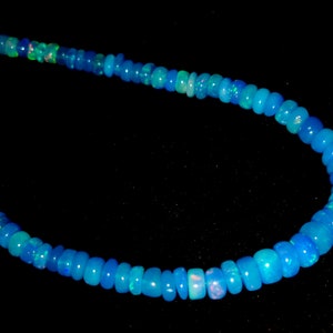 HIGH QUALITY ETHIOPIAN Opal Beaded Necklace 42Ct Natural Blue Ethiopian Opal 18Inches Length Electric Fire Beads Necklace Gemstone 6x3/3x2MM image 3