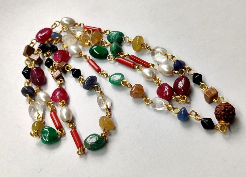Navratan Necklace Gemstone 100% Natural Navratan Necklace & 7 Face ...