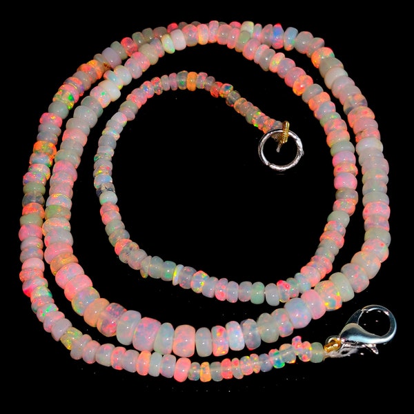 GOOD Quality Natural Ethiopian Opal Beaded Necklace 38Ct Electric Fire Ethiopian Opal Gemstone Beads 1 line Strand Necklace 18 Inches Length