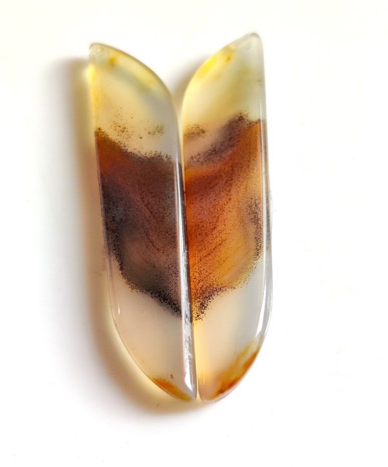 NATURAL MONTANA AGATE Gemstone 37Ct High Quality Montana Agate Cabochon Pair Set Perfect Earring Size Montana Agate Loose Gemstone 47x10x4MM