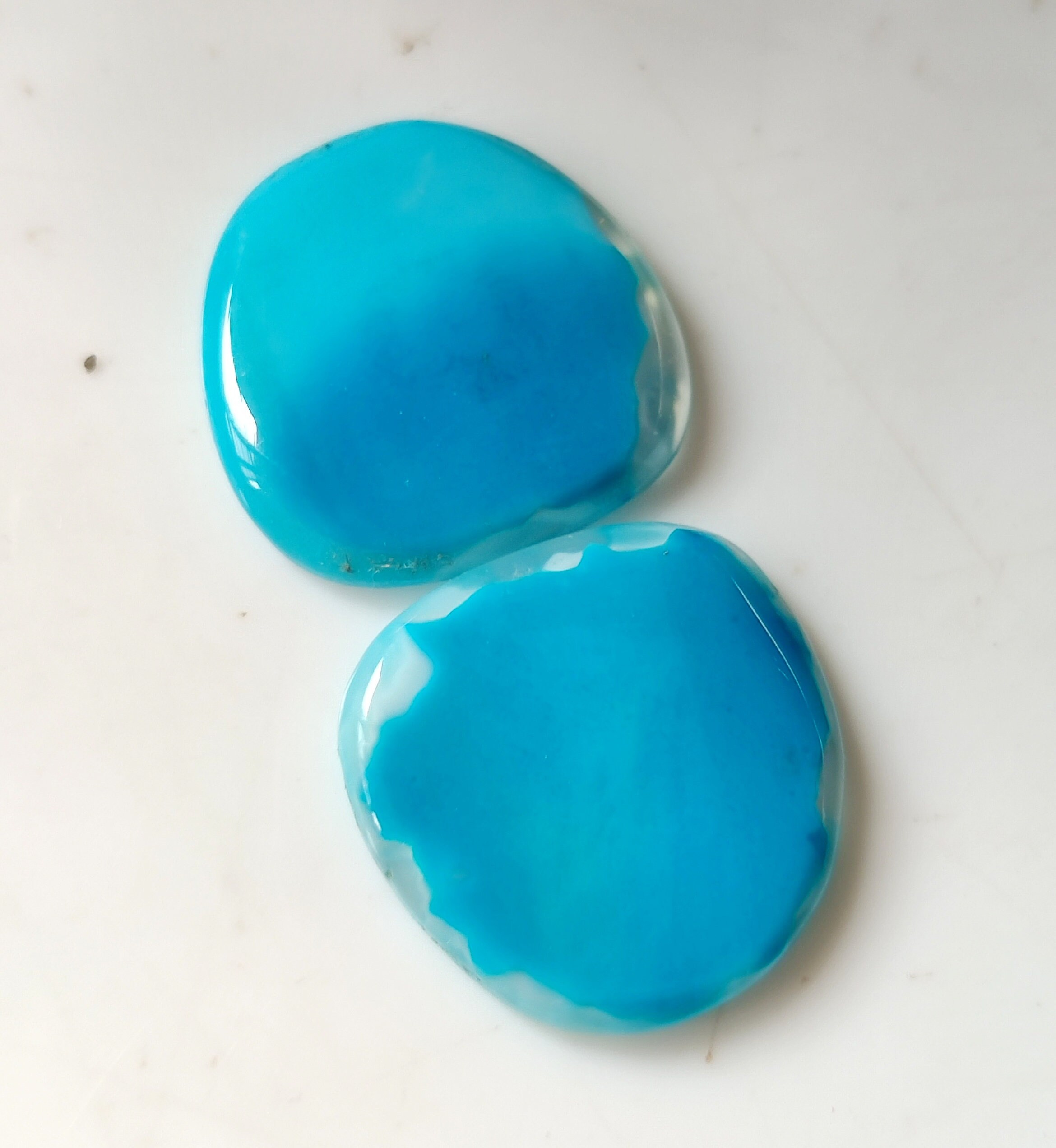 BLUE ONYX GEMSTONE 21Carat Natural Onyx Cabochon Pair Set Etsy