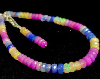 NATURAL ETHIOPIAN OPAL Gemstone Beaded Bracelet 28Ct Good Quality Multi Ethiopian Opal Gemstone5x3/3x2 Beads Bracelet Jewellery 1Line Strand