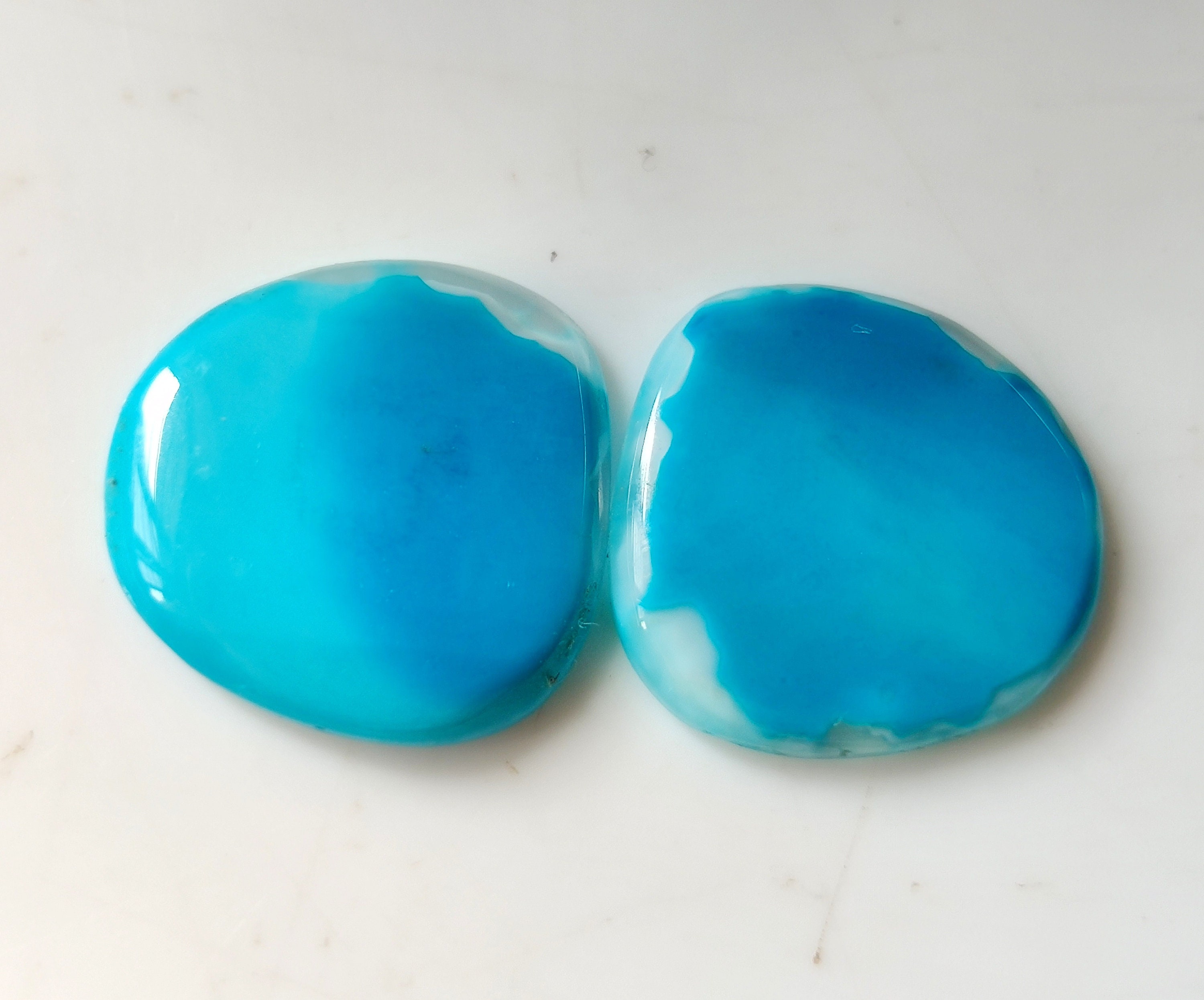 BLUE ONYX GEMSTONE 21Carat Natural Onyx Cabochon Pair Set Etsy