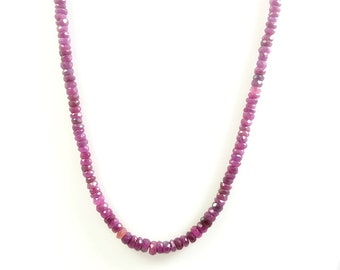 NATURAL RUBY BEADED Necklace Gemstone 61Ct High Quality Ruby Faceted Beads 1 Line Strand  20 Inches Ruby Necklace Gemstone Size 2x2 To 4x2MM