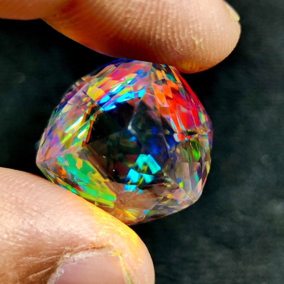 45.35 Ct Topaze mystique brésilienne naturelle taille émeraude coussin