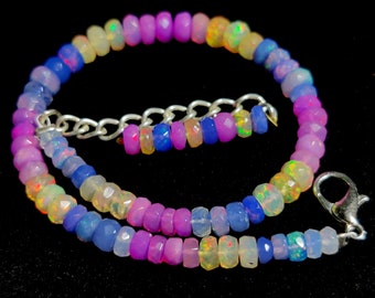 ETHIOPIAN OPAL GEMSTONE Beads For Women 30Ct Natural Multi Ethiopian Opal Gemstone Beaded Bracelet 1Line Strand Jewellery mm Size 5x3/3x2
