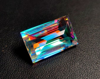MYSTIC TOPAZ GEMSTONE 18Ct High Quality Rainbow Mystic Topaz Chekar Cut Faceted Loose Gemstone Pendant Size Mystic Topaz