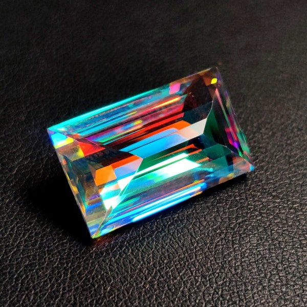 MYSTIC TOPAZ GEMSTONE 18Ct High Quality Rainbow Mystic Topaz Chekar Cut Faceted Loose Gemstone Pendant Size Mystic Topaz