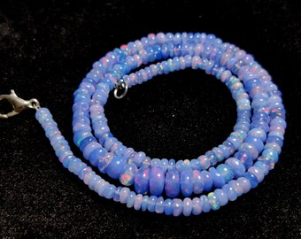 BLUE ETHIOPIAN OPAL Beaded Necklace 1Line Strand 40Ct Top Quality Opal Beads 16Inches Length Opal Beads Necklace Best Gift For Christmas