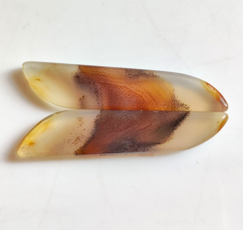 NATURAL MONTANA AGATE Gemstone 37Ct High Quality Montana Agate Cabochon Pair Set Perfect Earring Size Montana Agate Loose Gemstone 47x10x4MM