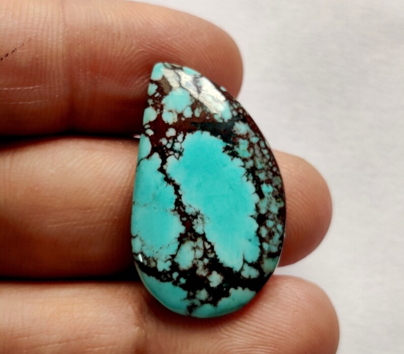 GOOD QUALITY TURQUOISE Gemstone 41Ct Natural Magnesite Turquoise Gemstone Smooth Cabochon Turquoise Pendant Size Jewelry Making Size 31X18X5 zdjęcie 4