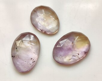 Lotto di pietre preziose di ametrina da 22 carati, taglio rosa sfaccettato, 17 x 12 mm