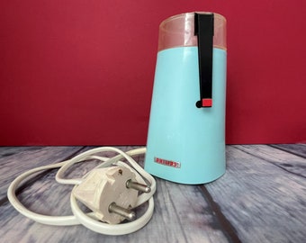 Vintage Electric Grinder Coffee Bean Mill Philips HM3210 1960s Blue Kitchen Decor 1960s 1970s Kitchen Decor Midcentury Baby Blue