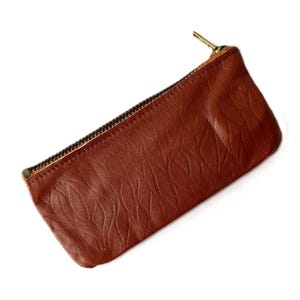 Monedero de cuero vintage con llavero marrón claro Alemania del Este Cartera con cremallera Cuero Nuevo Stock antiguo Mujeres Hombres Idea de regalo Tarjetero