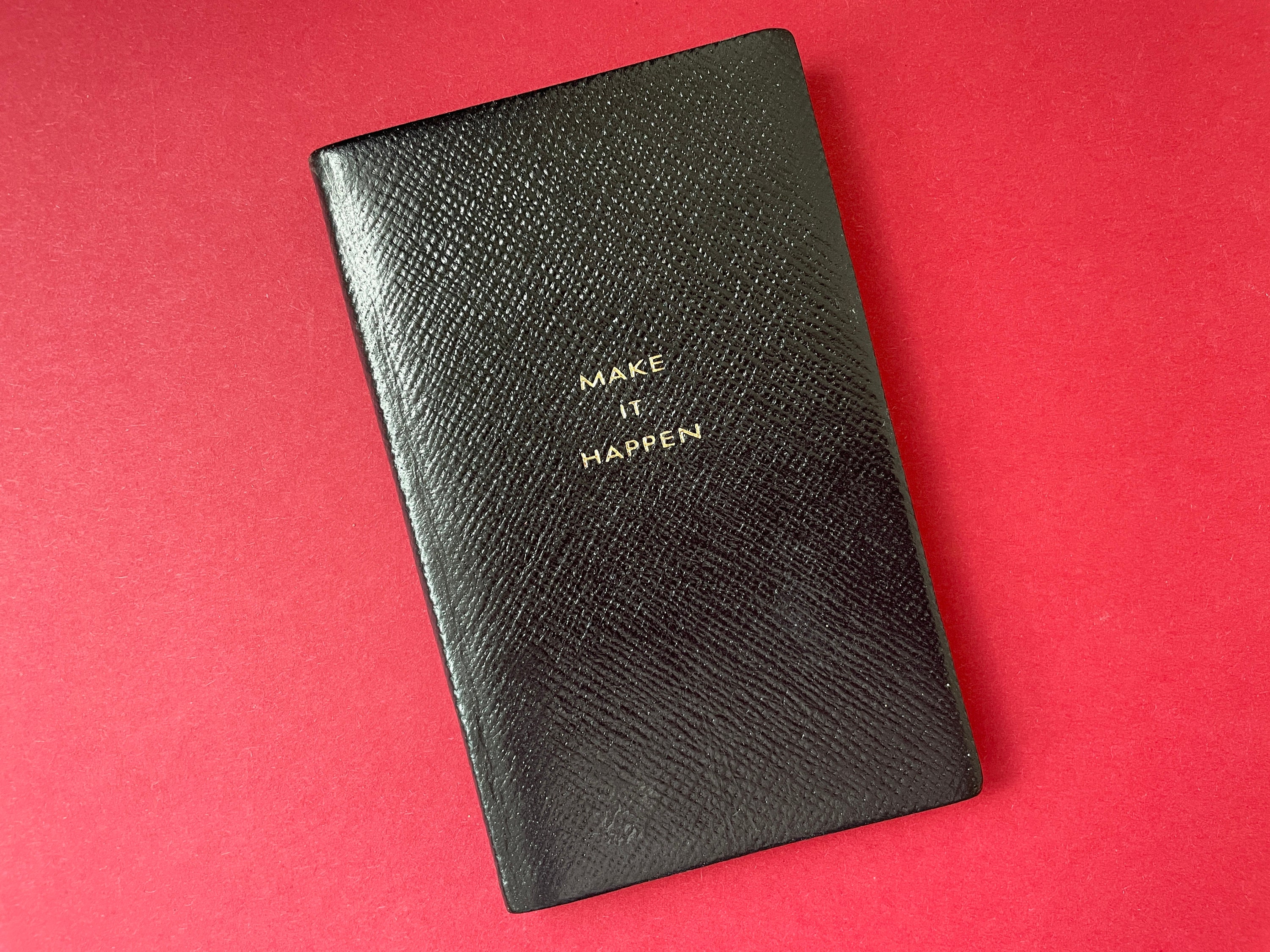 Smythson leather British Luxury diary - gift ideas - Hardbound book  BRUNCHES LUNCHES SUPPERS DINNERS 