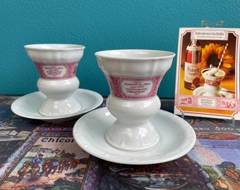 Vintage Rudesheimer Kaffee Coffee Cup Sets 2 Ceramic Red White Heinrich Porcelain Germany Rüdesheimer Cup Saucer Asbach Liqueur Gift