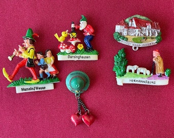 One Vintage German Hat or Lapel Pins Fairy Tale Alpine Brooch Charm Dwarf Gnome 1960s Travel Souvenirs Hatpin Oktoberfest Accessory Bavarian