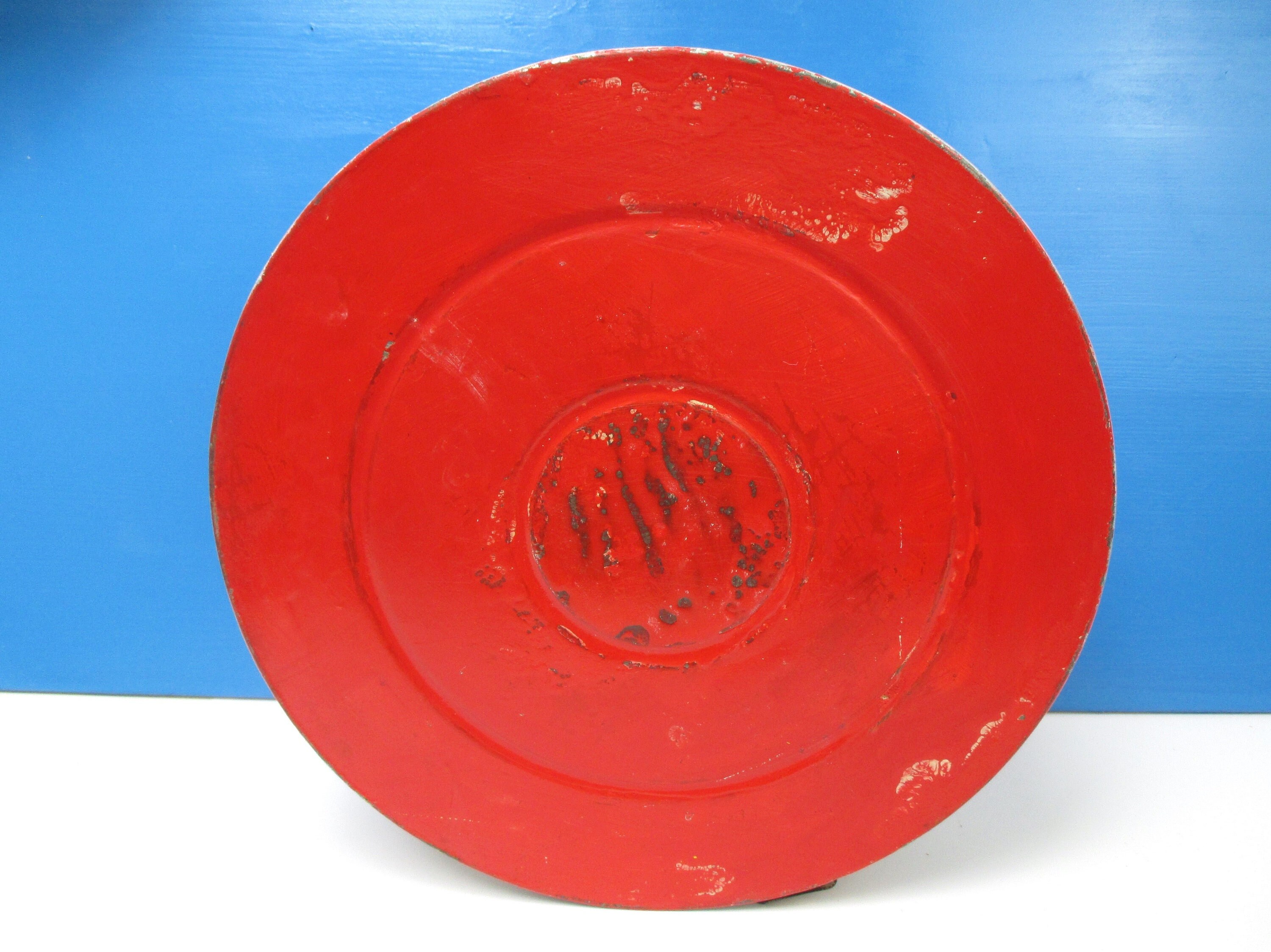 Antique Enamel Bread Box Round Tin With Handle 14 1920s Etsy