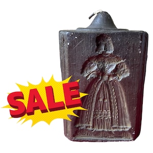 Vintage Relief Carved Candle Bavarian Carved Wax Decorative Pillar Candle Germany Farmhouse Decor Wax Folk Art Cottagecore FARM HELP