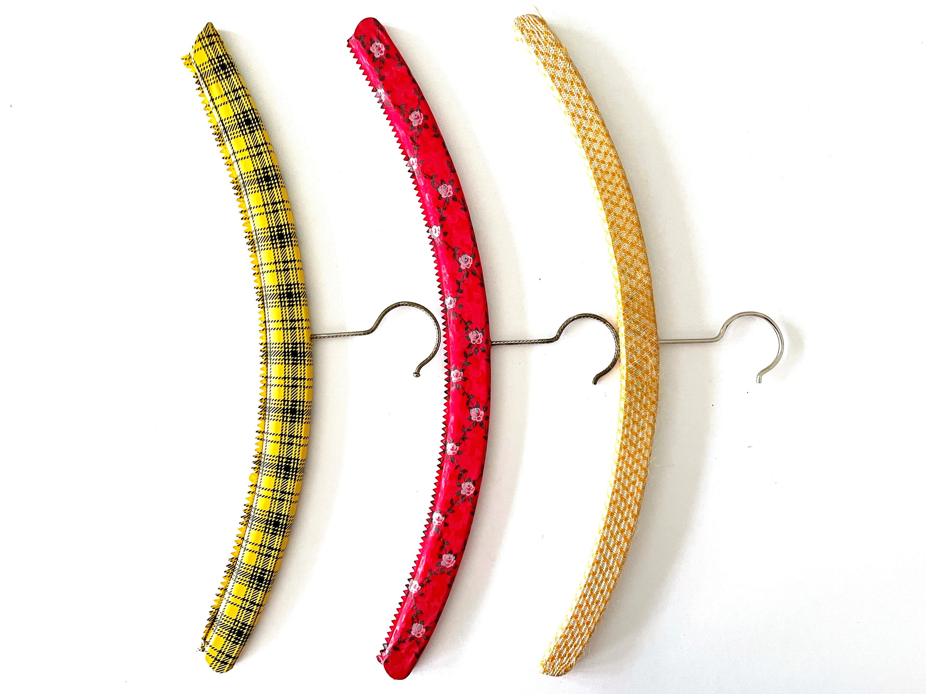 Vintage Clothes Hangers 1970s Set 5 Red Yellow Vinyl Plastic Etsy