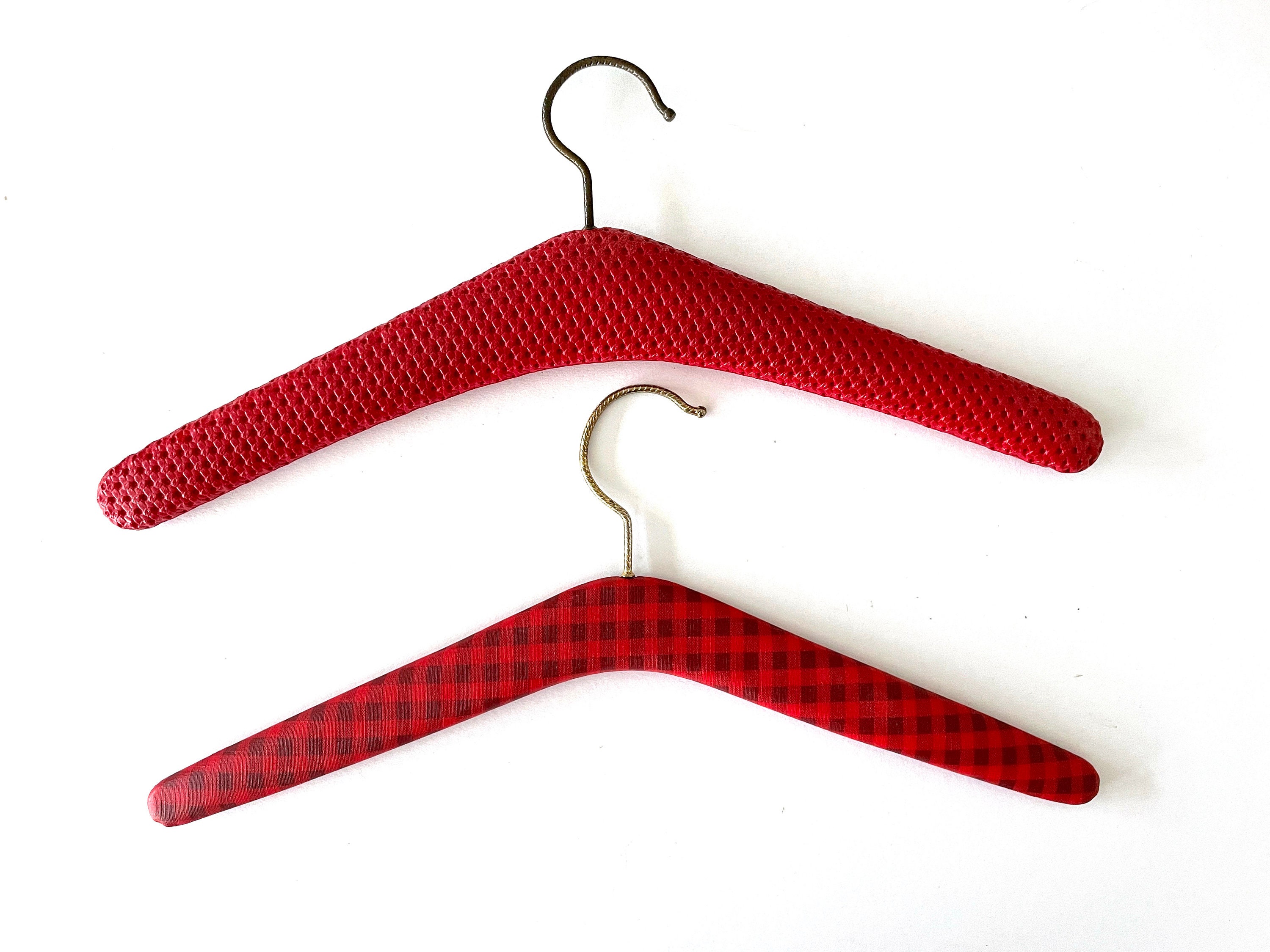 Vintage Clothes Hangers 1970s Set 5 Red Yellow Vinyl Plastic Etsy