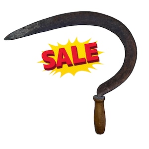 Antique Hand Forged Sickle with Wooden Handle and Makers Mark – Rusty & Rustic Farming Harvest Tool from Bavaria, Germany MORE HELP