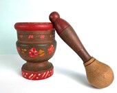 Mortar Pestle Wood Painted Wood Bavarian Folk Art Bauernmalerei Germany Folk Arts Craft Farmhouse Kitchen Tools Rustic Home Decor
