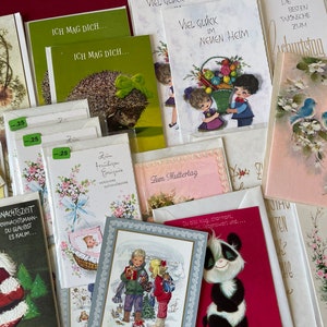 VERKOOP Vintage 28 wenskaarten set ongebruikte verjaardag Kerstmis gemengd Duitsland baby bruiloft huis nieuwe oude voorraad ansichtkaarten briefpapier pop-up 3D
