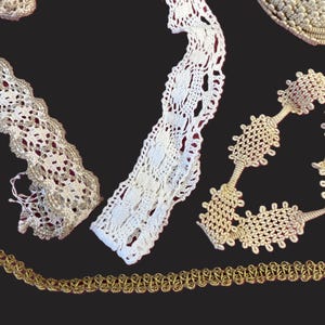 Vintage Trim Set Antik Weiß Klöppelspitze Gold Borte Beige Spitze Bayerische Deutschland 8 Meter Werft Nähen Handwerk Scrapbooking Ivory Creme
