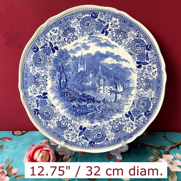 Seltene Vintage Servierplatte 13 Stück in Burgenland Blau XL Servierplatte für Käse Kuchen Dessert Charcuterie Villeroy Boch V & B Blau Keramik Transferware