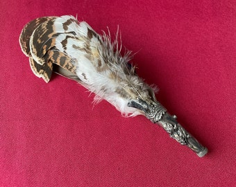 Vintage Feathered Hat Pin 6.5" Bavarian Vintage Brooch Feather Jewelry Plume Hiking Souvenir of Germany Austria Tyrolean Hatpin Charivari