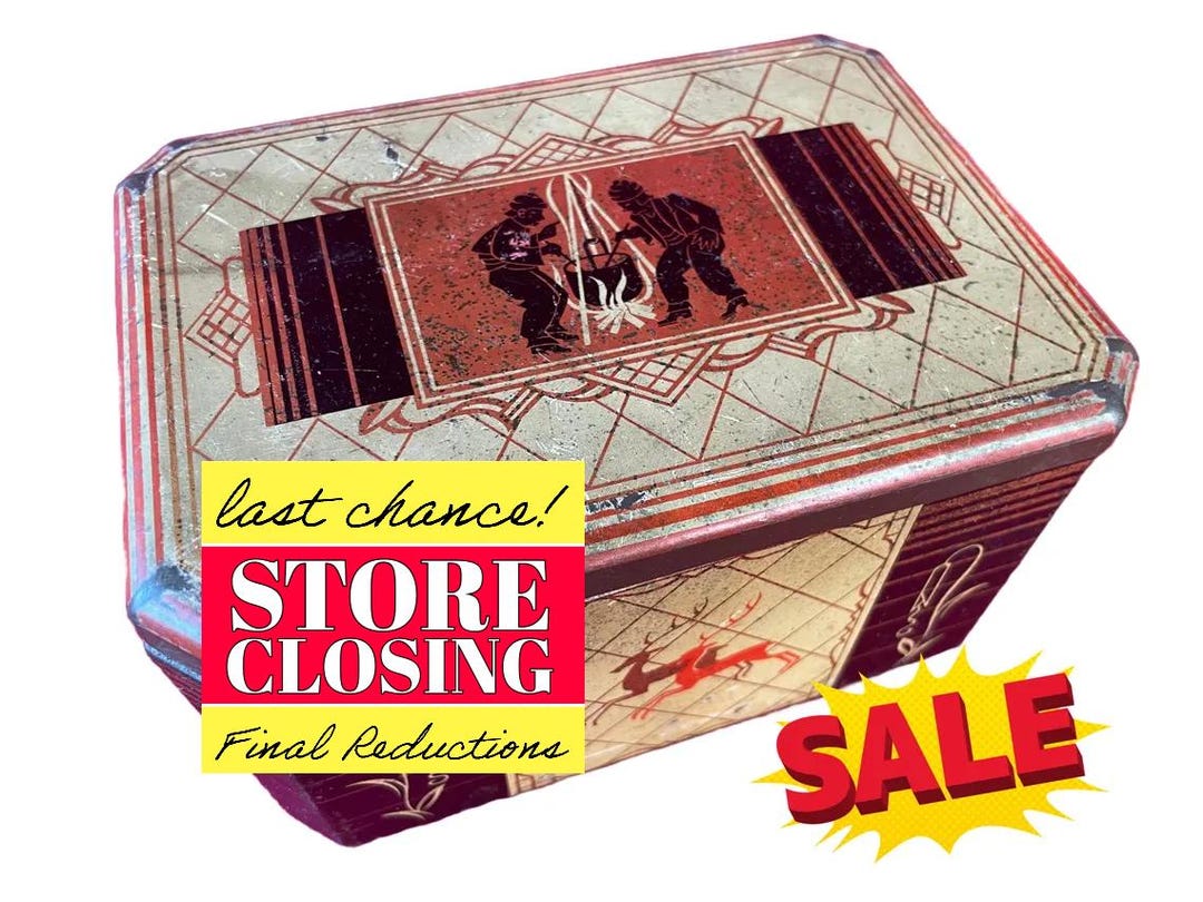 Store CLOSING — Vintage Art Deco Coffee Tin: H. Riedentopf Bremen, Red ...