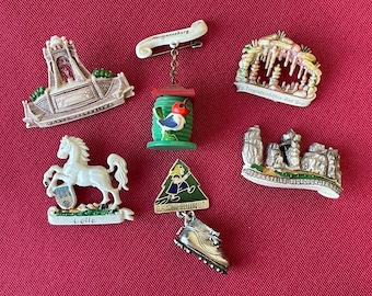 One Vintage German Hat or Lapel Pins Alpine Brooch Charm 1960s Travel Souvenirs Hatpin Oktoberfest Accessory Bavarian