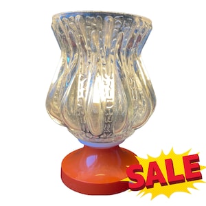 Vintage Space Age Lamp – Orange Base with Heavy Glass Shade – Retro 1970s Bedside or Accent Light – German Midcentury Design MORE HELP