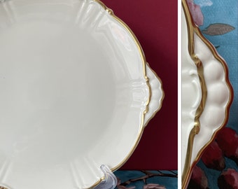 Vintage 1940s Serving Platter with Gold Handles Selb Heinrich & Co Large Plate Cheese Dessert Midcentury Serving Dish Bavarian Porcelain