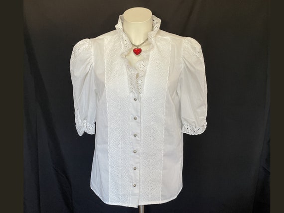 Vintage Trachten Blouse Bavarian Folk Shirt for O… - image 2