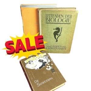 Antique German Book Set – Art Nouveau, Biology, and Furniture History – 3 Old Clothbound Books with Illustrations