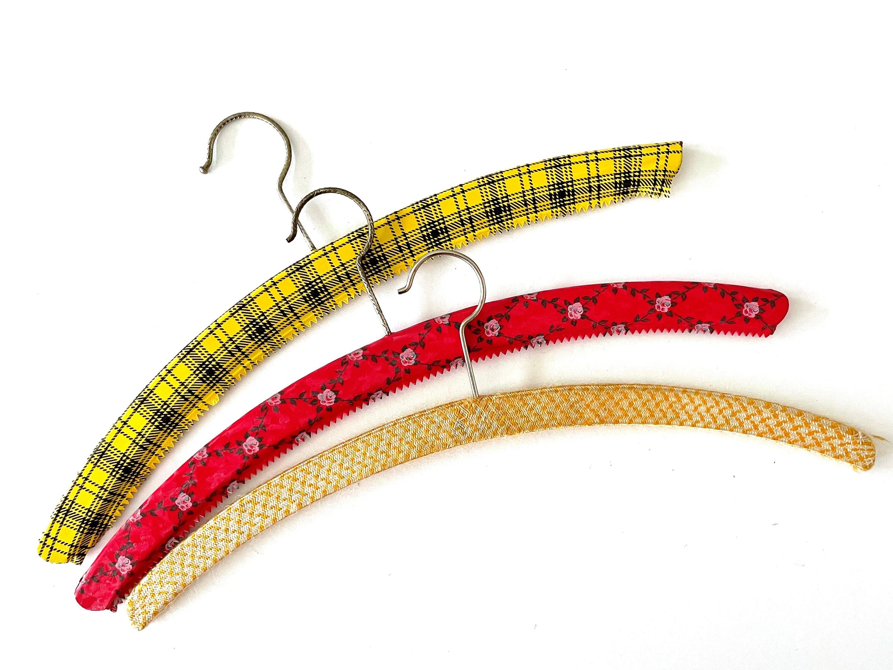 Vintage Clothes Hangers 1970s Set 5 Red Yellow Vinyl Plastic Etsy