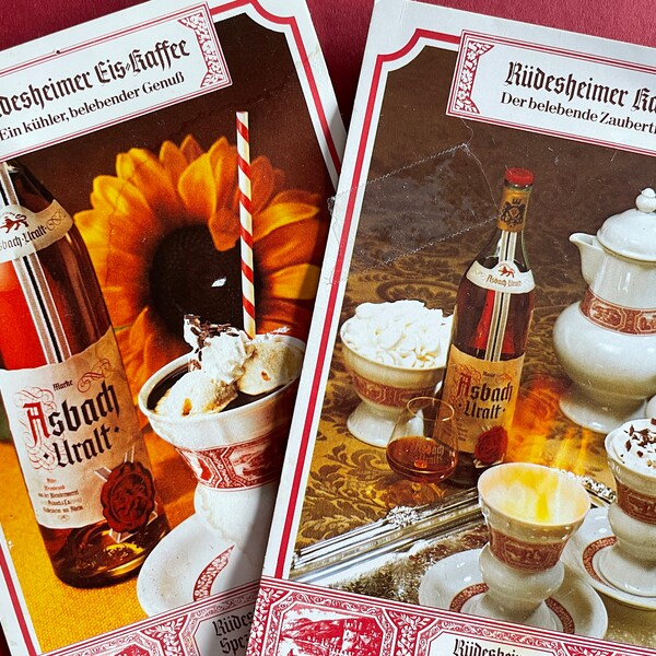 Vintage Rüdesheimer Kaffee Recipe Card Choice 1 Coffee Speciality Asbach Liqueur like Irish Coffee Heinrich Porcelain Germany 1970s 1980s