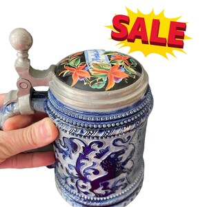 Store CLOSING — Vintage German Beer Stein: Blue Salt Glazed