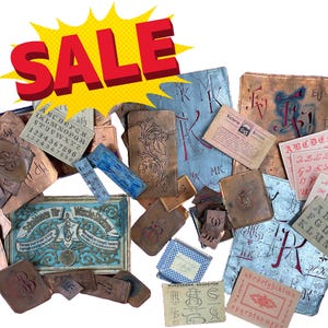 Vintage Laundry Stencil Set – 75+ Antique Monogram & Lettering Templates in Copper / Tin – Jugendstil DMC Boxed Kit with Paper Guides SALE