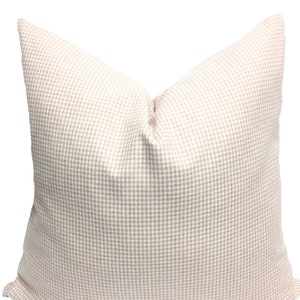 Taupe & Ivory Gingham Pillow Cover | Wool Farmhouse Decor