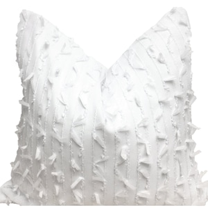 Pillow Cover | &quot;White Fringe&quot; | Farmhouse | White | Housewarming Gift | Wedding Gift | Home Decor Accent| Throw Pillow | Case