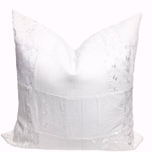 Pillow Cover |&quot;Pretty Patchwork&quot; | Farmhouse | White | Housewarming Gift | Wedding Gift | Home Decor Accent | Throw Pillow